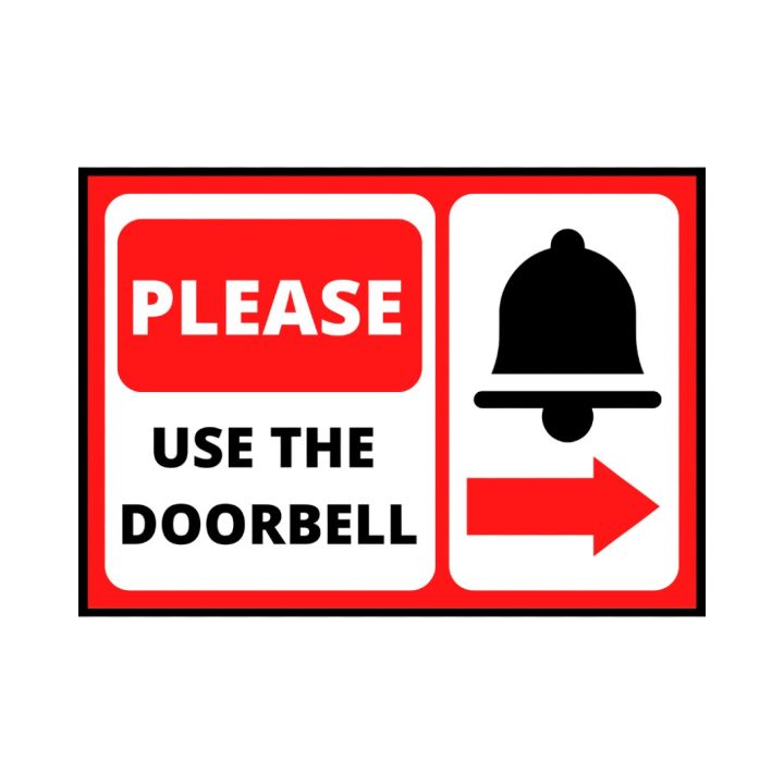 PLEASE USE THE DOOR BELL - RIGHT ARROW - 7 INCH X 5 INCH - STICKER