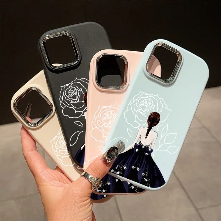 UCUC%20for%20Realme%20C11%202021%20C20%20C20A%20Back%20Cover%20Evening%20Dress%20Girl%20Luxury%20Plating%20Lens%20Soft%20Candy%20Phone%20Case%20-%20Image%204