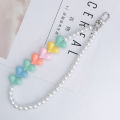 Colorful Resin Heart Flower Pearl Acrylic Beaded Phone Chain Strap For Women Charm Phone Lanyard Accessories. 