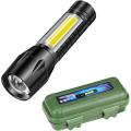Rechargeable Flashlight and COB Desk Lamp with Gift box Focus Zoom Torch Light with 3 Modes Adjustable for Emergency and Camping Mini LED Built-in Battery Flashlight. 