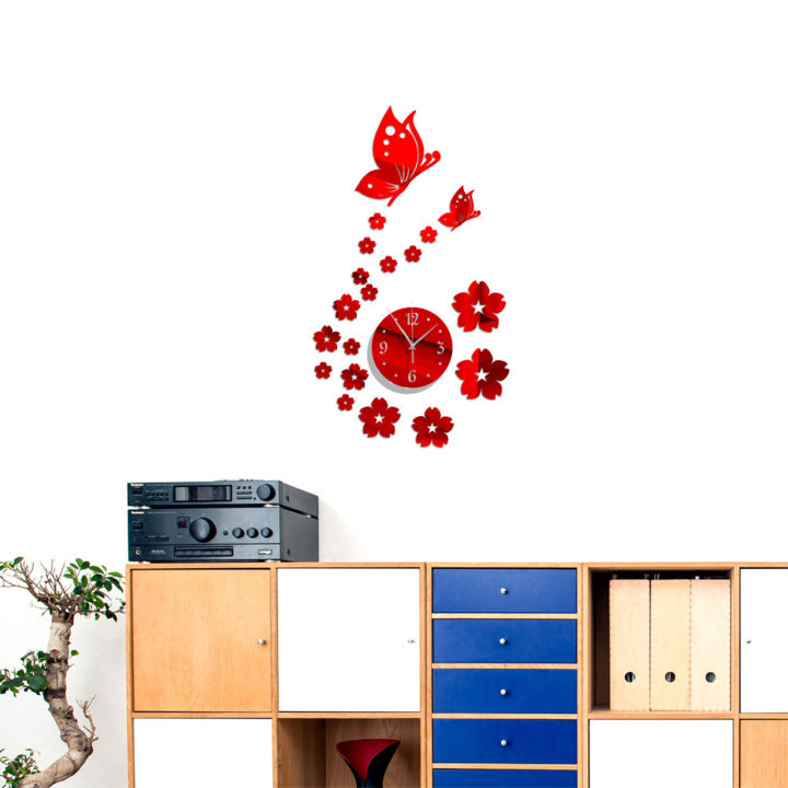 GOIKEA%20Wall%20Clock%20Self-Adhesive%20Silent%203D%20Mirror%20Butterfly%20Art%20Clock%20for%20Home%20Decor%20with%20Battery%20Operated%20Long%20Pointer%20-%20Image%204