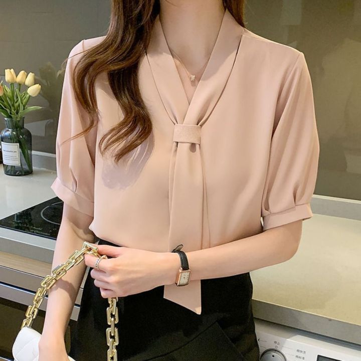 Fashion%20Solid%20Color%20Bow%20Elegant%20Shirt%20Loose%20Lace%20Up%20Long%20Sleeve%20Blouse%20Office%20Lady%20Women's%20Chiffon%20Blouses%20Female%20-%20Image%208