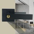 Door Handle Door Handle Lock Square Channel Privacy Mask Interior Bedroom Room Bathroom Three Bar Spherical Lock Black. 