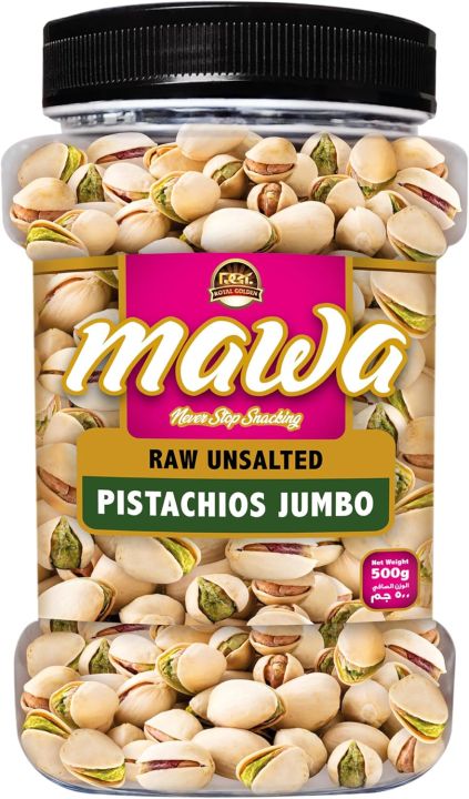 Mawa Raw Pistachio Jumbo Unsalted 500g | Premium Pistachio Nuts | Crunchy Dry Fruits | All Natural packed in 500g Plastic Jar  FROM DUBAI (SAM)