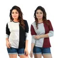 Privi Fashion Long Sleeve T-Shirt for Women 2 Pack Bundle. 