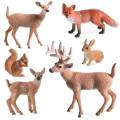 6 Pieces Woodland Animals Figures Forest Creatures Figurines Squirrel Deer Rabbit Family Figurines Miniature Toys. 