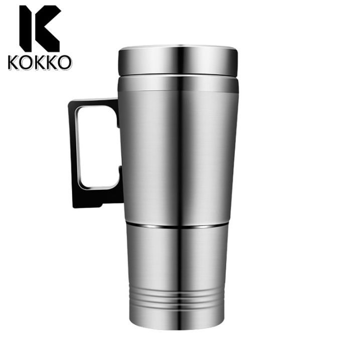 KOKKO Car Hot Water Electric Kettle, 300ml Large Capacity Portable Kettle, Stainless Steel 24V Car Water Boiler For Coffee Tea With Quick Boiling, Heating Cup