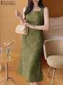 ZANZEA Women Elegant Casual Slim Dresses Mermaid Long Dress Fashion Sleeveless Square Neck Evening Dress Wedding Robes Vestidos. 