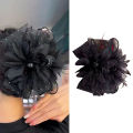 Mesh Lace Black Feather Ribbon Bow Hair Claws Hairpin Big Ponytail Holder Hair Clips Hair Accessories For Women BOYUAN. 