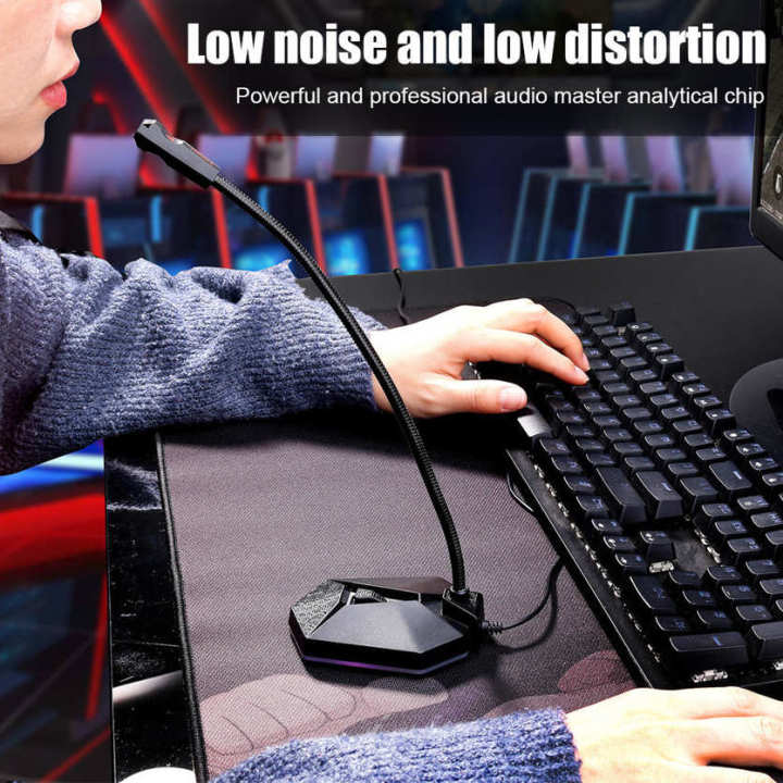PC Microphone Computer RGB USB Bendable 360 Degree Omnidirectionnel ...