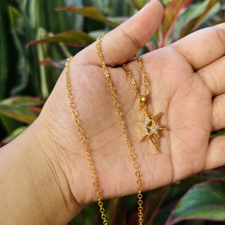 Gold%20plated%20beautiful,%20double%20star%20pendent%20and%20link%20chain,%20necklace%20for%20women%20and%20girl%20-%20Image%204
