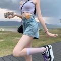 Retro Hot Girl Denim Skirt Women 2024 Summer Thin High Waist Slimming Small a Fashionable Hip-Wrapped Culottes. 