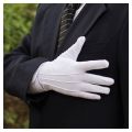 【HOT】 1Pair White Gloves Formal Elasticated Wrists Polyester Reception Parade Men Inspection Winter Gloves For Adult. 