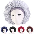 Large Night Sleeping Cap Hair Bonnet Hat Head Cover Satin Wide Band Adjust Caps Jessica. 