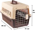 Small Pet IATA Approved Airline Travel Carrier Crate Pets Dog Cat Air Flight Box Checked Vet Visit Kennel Portable Foldable Breathable High Quality ABS PP Plastic Material Car Case Dogs Cats Medium Chrome Door Food Water Cup. 