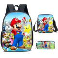 Super Mario Bros Boys Girls Cartoon Bags Pencil Case Messenger Bag Children 3PCS Student School Bags Orthopedic Backpack. 