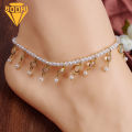 Women's Faux Pearl Rhinestone Anklet Bracelet Tassels Barefoot Ankle Foot Jewelry. 
