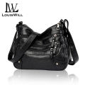 LouisWill Crossbody Shoulder Bag Soft Leather Bag women Fashion Simple European American Trend Retro Multi-pocket Large Capacity Water Resistant Sling Bag. 