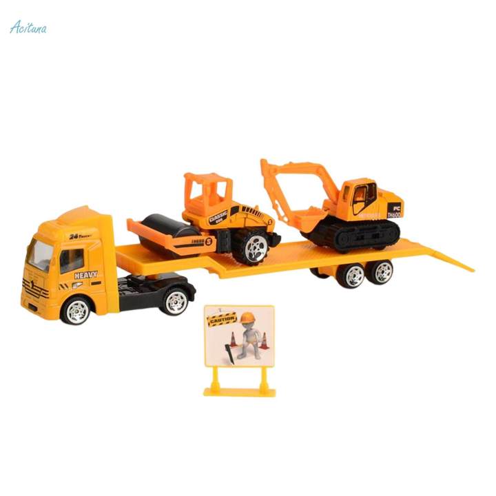 1/64 Scale Tow Truck Pull Back Truck Educational Toys Crane Trailer Tow Truck Toy for Children
