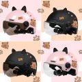 Cute Capybara Sticker Electric Bicycle Helmet Sunscreen Breathable Cycling Helmet with 3D Cat Ears Safety Motorcycle Half Helmet for Kids. 