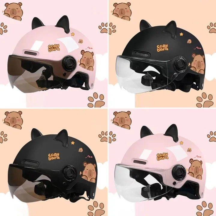 Cute%20Capybara%20Sticker%20Electric%20Bicycle%20Helmet%20Sunscreen%20Breathable%20Cycling%20Helmet%20with%203D%20Cat%20Ears%20Safety%20Motorcycle%20Half%20Helmet%20for%20Kids%20-%20Image%204