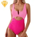 Slim-fitting One-piece Swimsuit V-neck One-piece Swimsuit with Tummy Control High Waisted Bathing Suit for Women in Asia Women Monokini Swimsuit. 