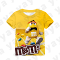 * Yaya * M & M's T-shirt 3D print shirt print character boy and girl T-shirt cartoon. 