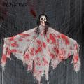 Haunted House Hanging Decor Scary Halloween Hanging Ghost Decoration for Outdoor Patio Porch Realistic Ghost Face with Hanging Rope Flag Perfect for Spooky Arrangements. 