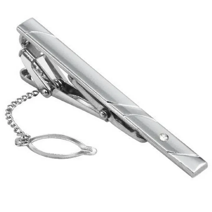 【BestGO】Men Practical Silver Stainless Steel Tone Simple Necktie Tie Bar Clasp Clip Pins - intl