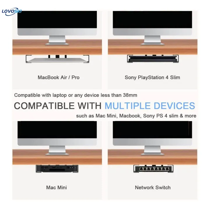 3x%20under%20Desk%20Laptop%20Mount%20Brackets%20Stand%20Set%20Enhanced%20Stability%20Metal%20under%20Tray%20Invisible%20Black%20-%20Image%205