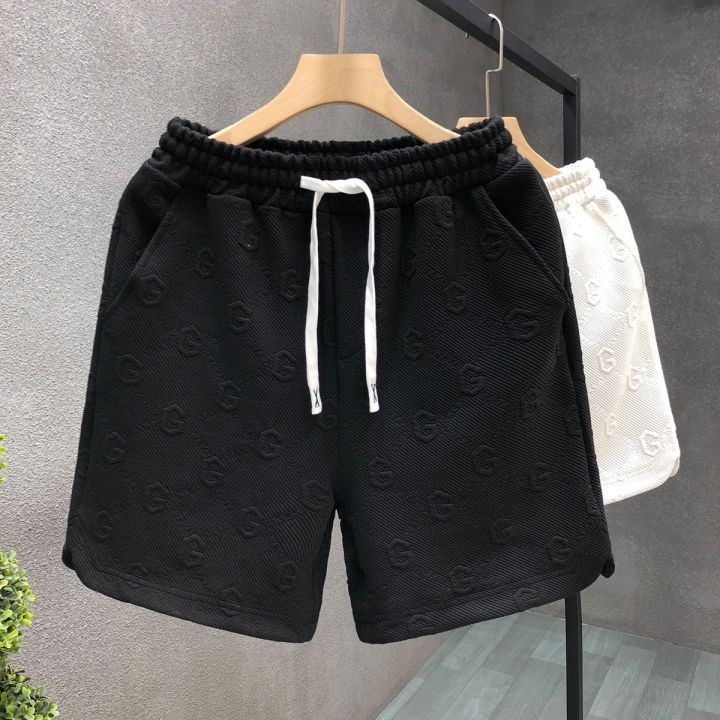 High%20Quality%20Letter%20Jacquard%20White%20Shorts%20Men's%20Fashion%20Casual%20Lace%20up%20Sports%20Pants%20Men's%20Home%20Four-Point%20Beach%20Pants%20-%20Image%202