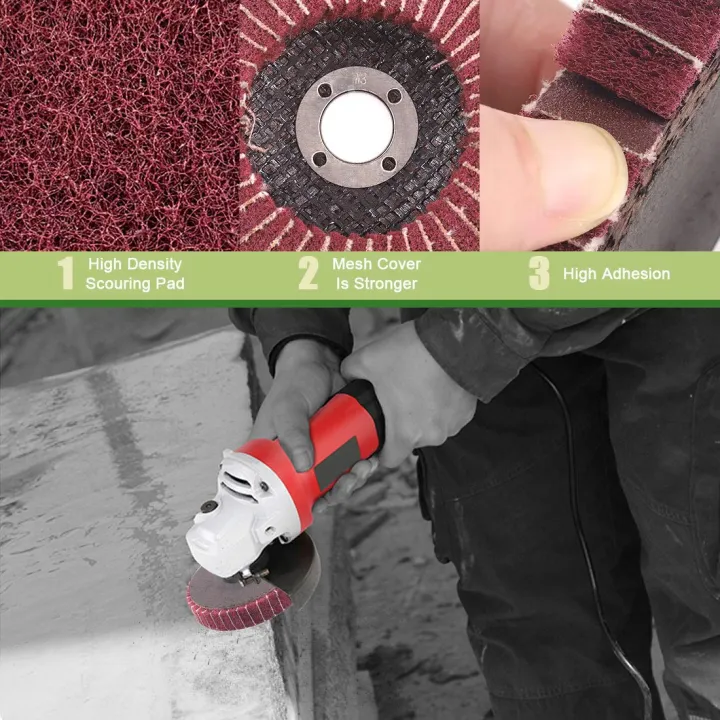(VDZI)%206PCS%204%20Inch%20240%20Grit%20Red%20Nylon%20Fiber%20Flap%20Discs%20with%20Sandpaper,perfect%20for%20Paint%20Remove%20&%20Stainless%20Steel%20Tube%20Polishing%20-%20Image%206