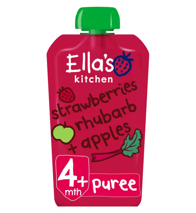 Ella's Kitchen Organic Strawberries, Rhubarb + Apples Baby Food Pouch 4+ Months 120g