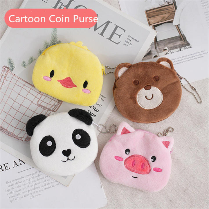 Cartoon Plush Animal Shape Mini Wallet Cute Pig Cat Sheep Wallets Creative Lovely Rabbit Plush Coin Purse Women Bag Accessories