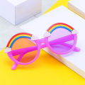 Girls Children Colorful Eye Lenses Baby Shades Boys Yellow Eyeglasses Driver Round Sunglasses Kids Rainbow Sun Glasses. 