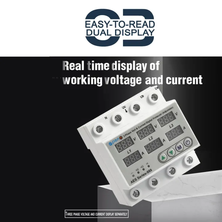 Three%20Phase%20Adjustable%20Over%20and%20Under%20Voltage%20Protector%203%20Phase%20Automatic%20Recovery%20Protective%20Device%20Reset%2063A%20380V%20-%20Image%203
