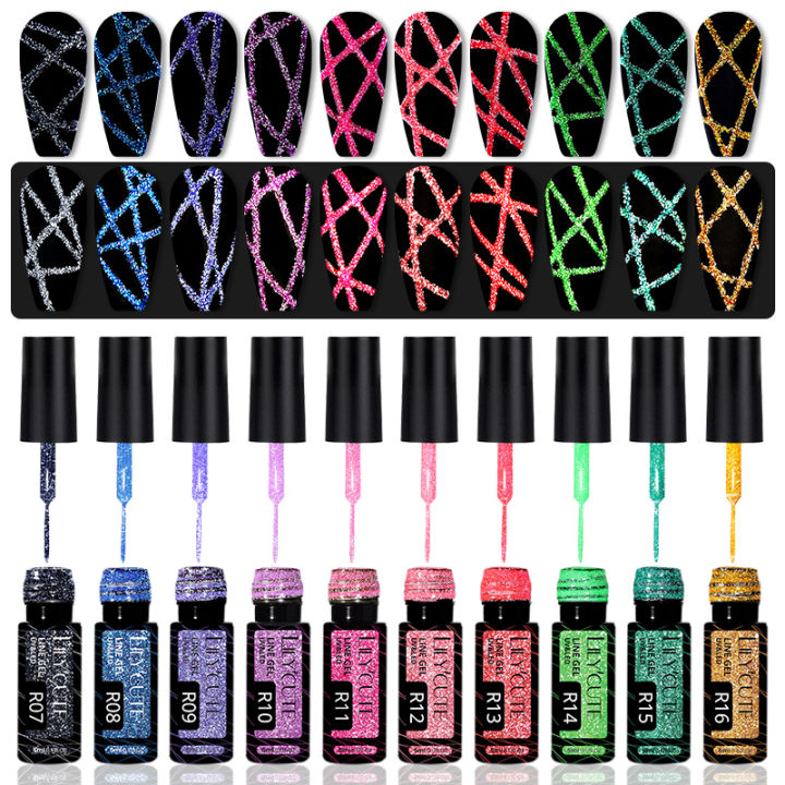 LILYCUTE%20Reflective%20Glitter%20Liner%20Gel%20Nail%20Polish%20Gold%20Silver%20Semi%20Permanent%20Soak%20Off%20UV%20Graffiti%20Stripe%20DIY%20Painting%20Nail%20Gel%20-%20Image%204