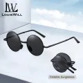 LouisWill Foldable Sunglasses Circular Men Women Polarized Glasses Chic Retro Sunglasses Photochromic Polarized Sunglasses Men Discoloration Eyewear Anti Glare UV400 Glasses Driving Goggles. 
