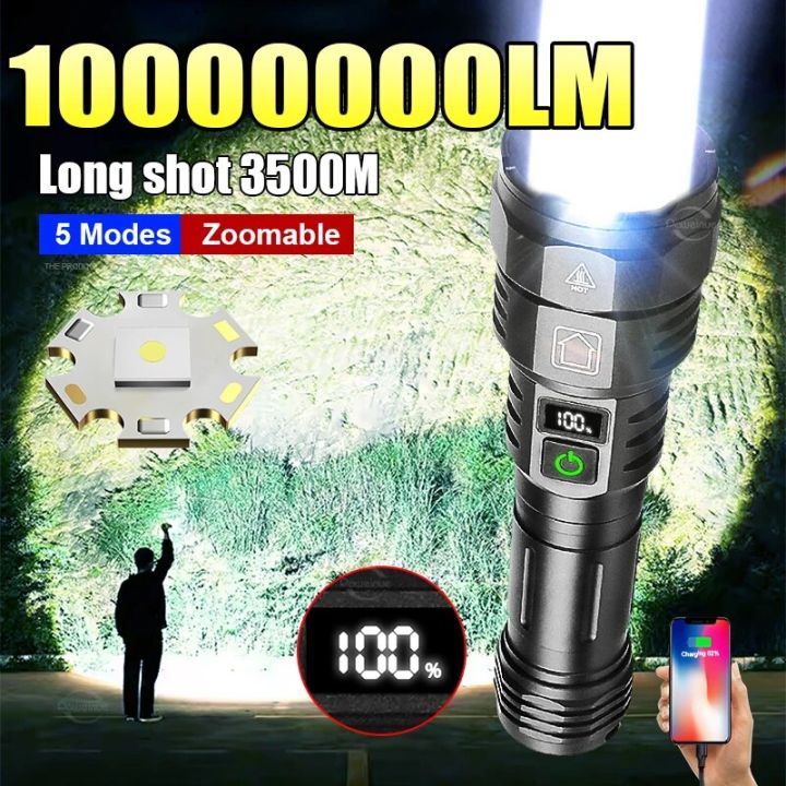 Upgrading Flashlight With Led Upgrade 10000000LM Powerful Flashlight Rechargeable LED Laser ...