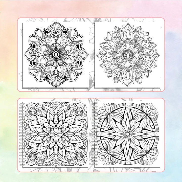 2pcs%20Art%20Coloring%20Book%2024%20Page%20Mandala%20Flowers%20Book%20SIMPLE%20BOLD%20Relieve%20Stress%20Kill%20Time%20Graffiti%20Painting%20Drawing%20-%20Image%206