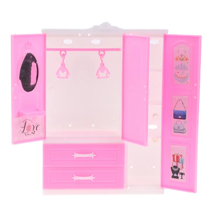 1/12%201/6%20Dollhouse%20Miniature%20Pink%20Plastic%20Wardrobe%20for%20Dolls%20House%20Accessories%20MJK%20-%20Image%208