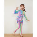 Yfashion 2 Pcs Girls Swimsuit Cartoon Printing Long Sleeve One-piece Swimwear Beach Sunscreen Trousers With Swimming Cap color. 