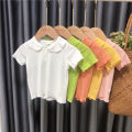 Kids T-shirt 2022 New POLO Shirt Short-Sleeved Baby Girl Summer Fashion Korean Version Simple Wild Top Thin T-shirt. 