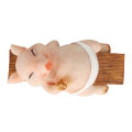 Pig Statue Resin Vibrant Colors Rustic Lying On Bench Cute Funny Mini Pig Figurine Lifelike Look for Family Office. 