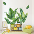 Surface Waterproof Background Home PVC Nursery Strong Stickiness Stickers Mural Art Home Decor Green Leaves Plant. 