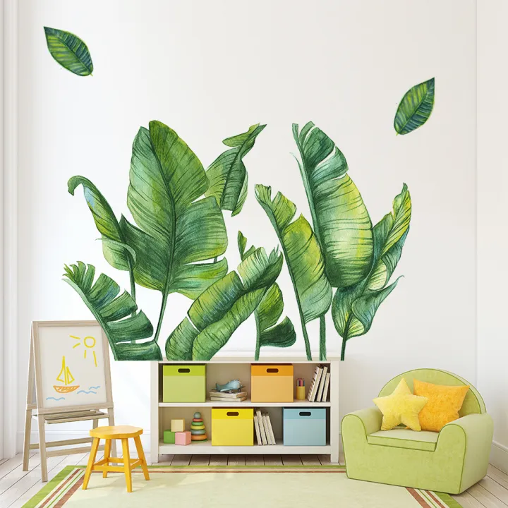 Surface%20Waterproof%20Background%20Home%20PVC%20Nursery%20Strong%20Stickiness%20Stickers%20Mural%20Art%20Home%20Decor%20Green%20Leaves%20Plant%20-%20Image%206