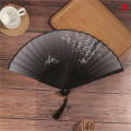 Chinese Silk Cloth Folding Fan Bamboo Antiquity Folding Fan Painting Hand Fan Lonni. 