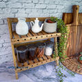 Wooden Tea Corner Rack 2 Tier Solid Wood Kitchen Shelf Multi-Purpose Plant Holder or Spice Organizer. 