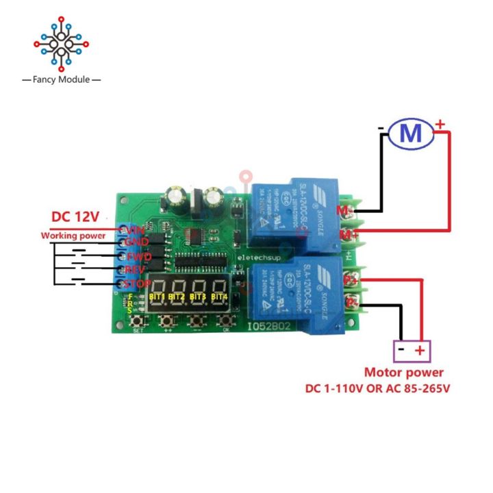 12V 30A Multifunction Motor Controller Relay Forward Reverse Control Delay Cycle Start Stop Switch