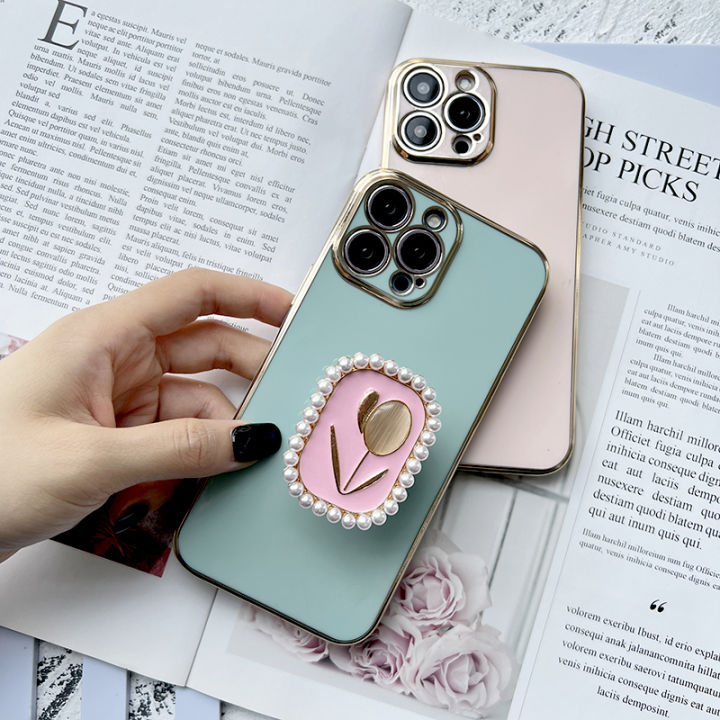 MiniCase%20For%20Realme%20C20A%20Shining%20three-dimensional%20embossed%20pink%20tulip%20pearl%20square%20airbag%20bracket%20back%20cover%20square%20cover%20girls%20and%20boys%20gift%20soft%20hard%20waterproof%20anti-fall%20protective%20sleeve%20ring%20sarise%20-%20Image%204